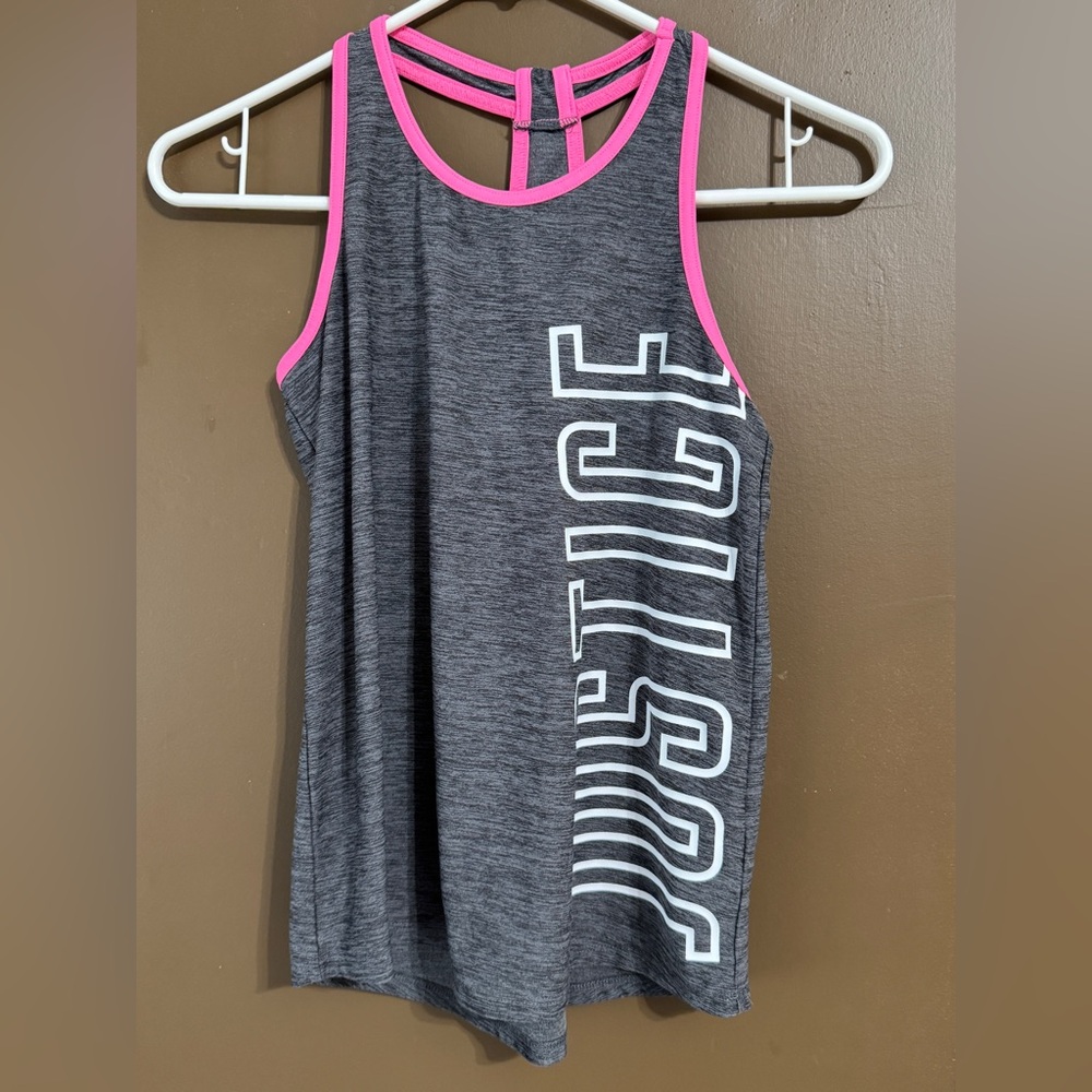 Justice Charcoal Tank with Vibrant Pink Accents